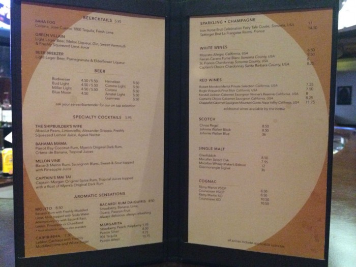 Live from the Disney Dream Bar Menus 687, Evolution, District