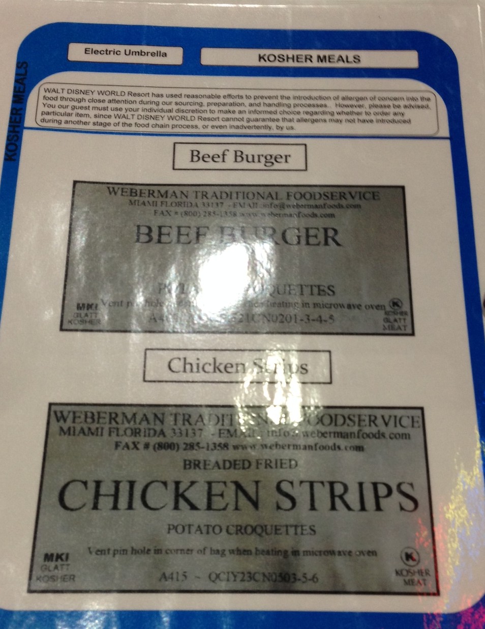 Menu Monday Kosher Dining at Walt Disney World Blog