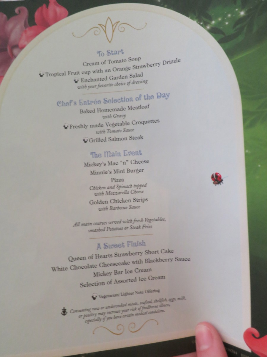 disney cruise line food menu