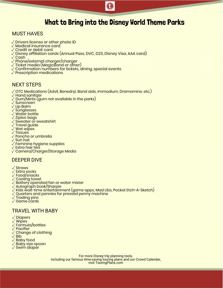 Planning Basics: What to Bring into the WDW Theme Parks – With ...