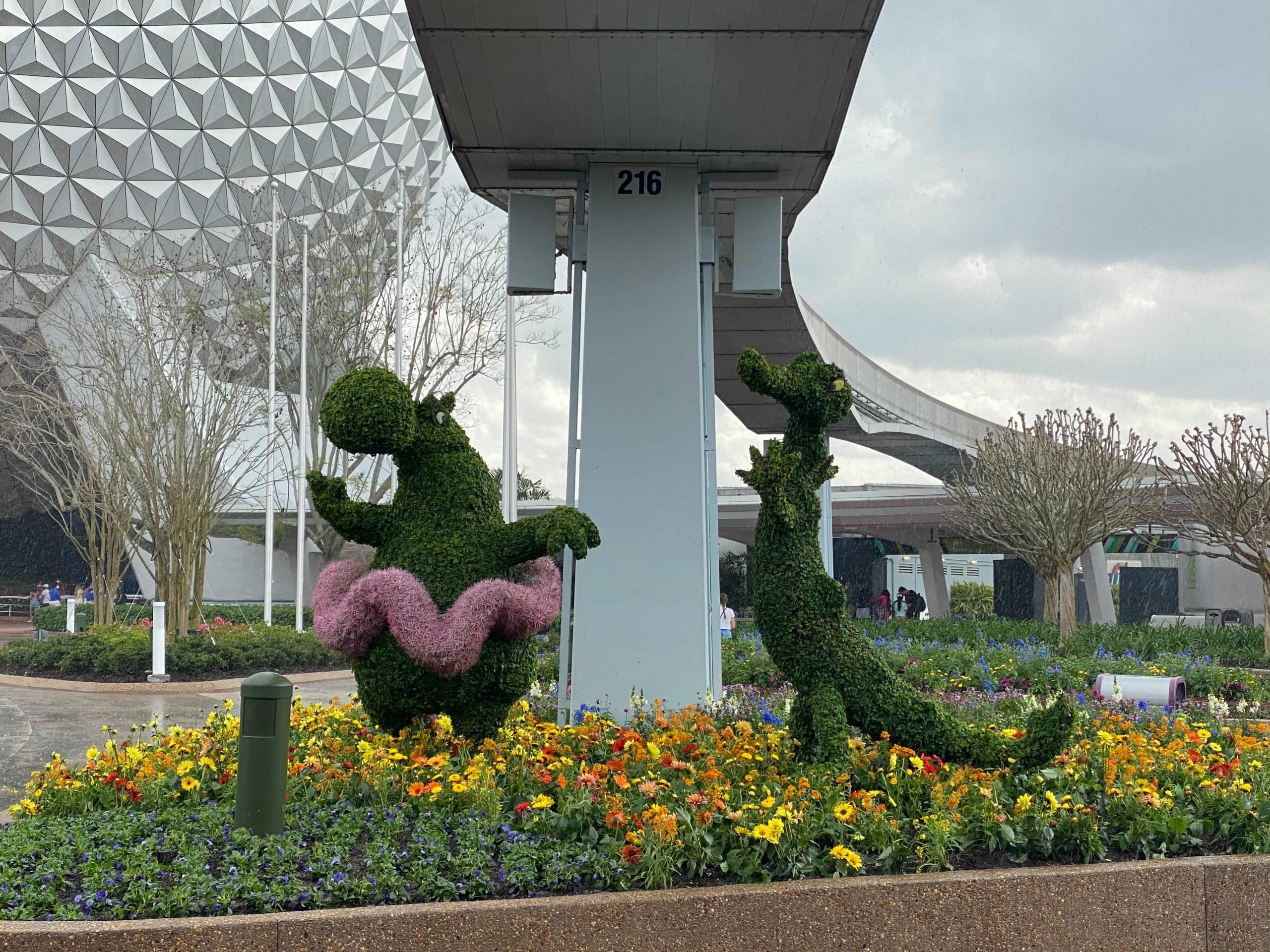 Fantasia Topiaries Near Park Entrance at 2021 Epcot Flower and Garden