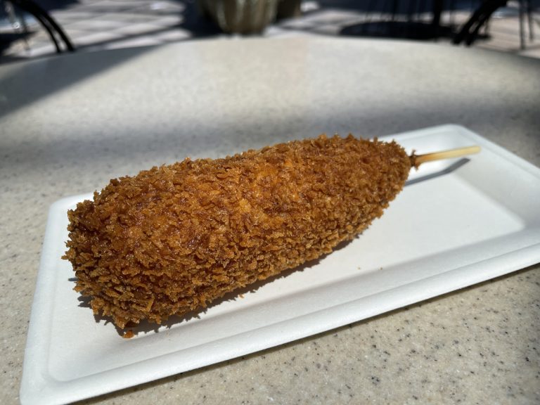 REVIEW Disneyland Resort’s Pickle Corn Dog With Peanut Butter