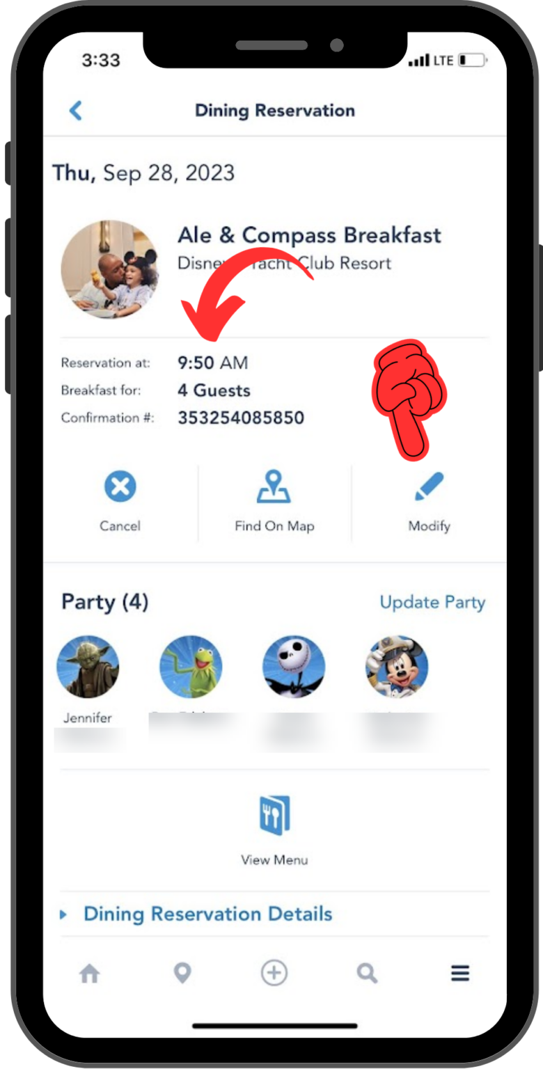 How To Make and Manage Dining Reservations in My Disney Experience app