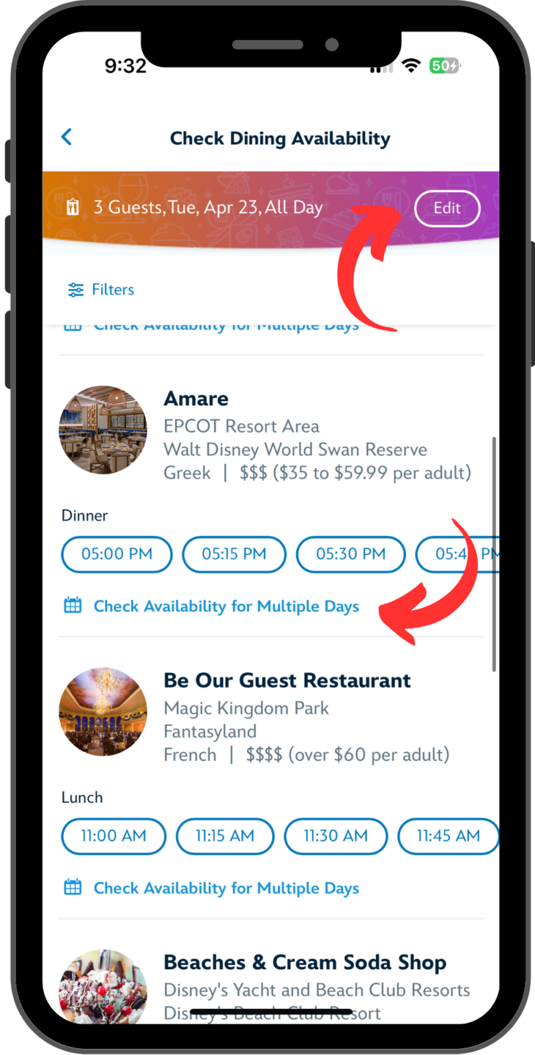 How To Make and Manage Dining Reservations in My Disney Experience app