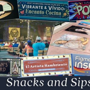 Festival of the Arts menus header image showing a collage of the booth artwork and festival activities.