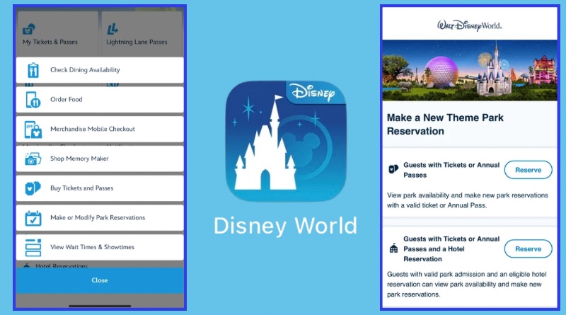 My Disney Experience App Update for Park Reservations