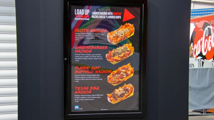 Menu of the pop-up Doritos stand in CityWalk. (photo by @bioreconstruct)
